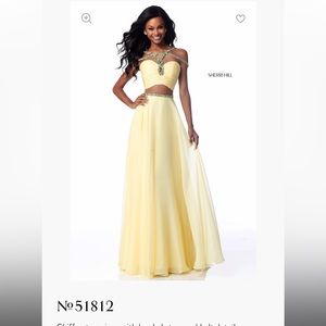 Size 0 Sherri Hill Two Piece Yellow Prom Dress
